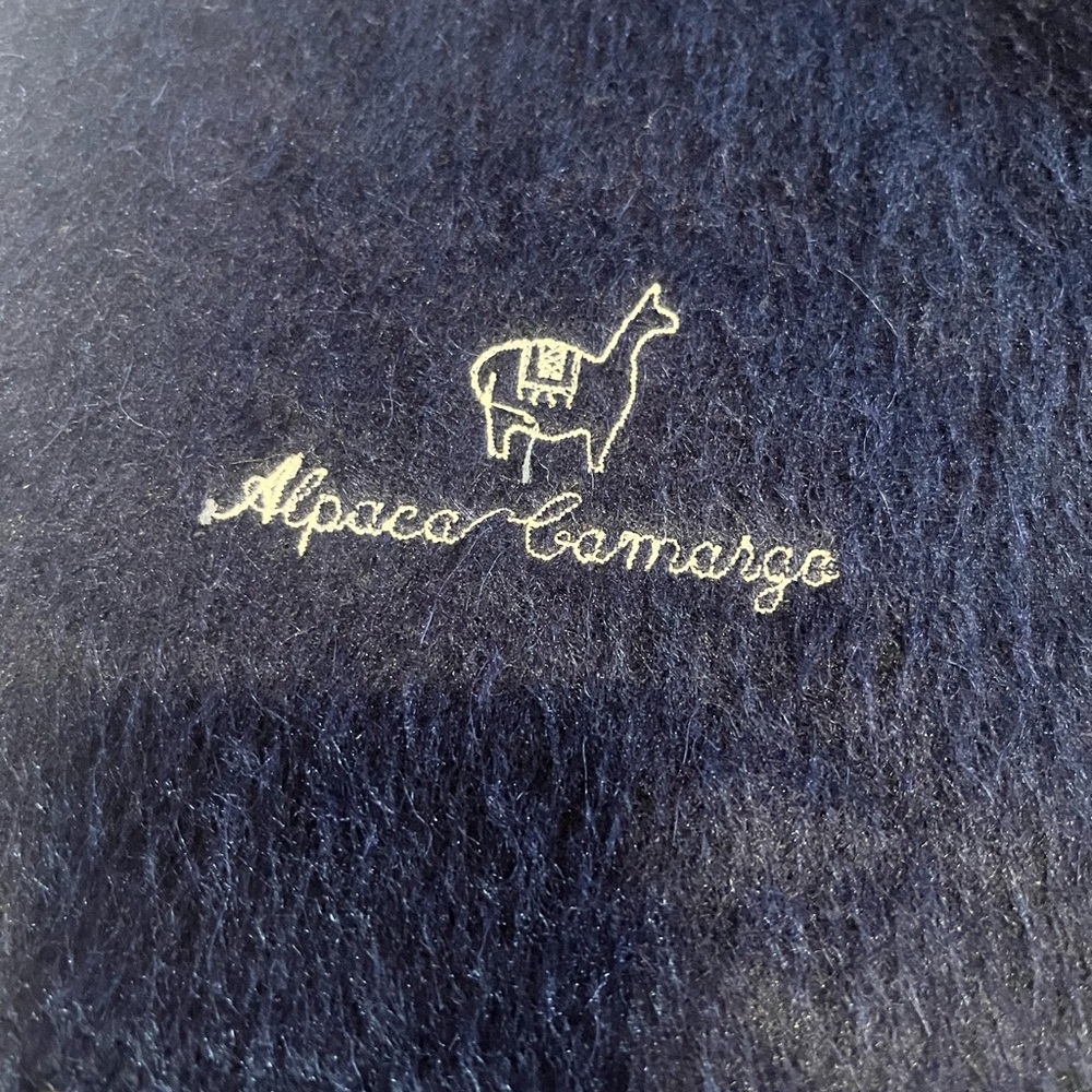 Alpaca Camargo Scarf With Fringe Deep Navy Blue - Picture 7 of 10